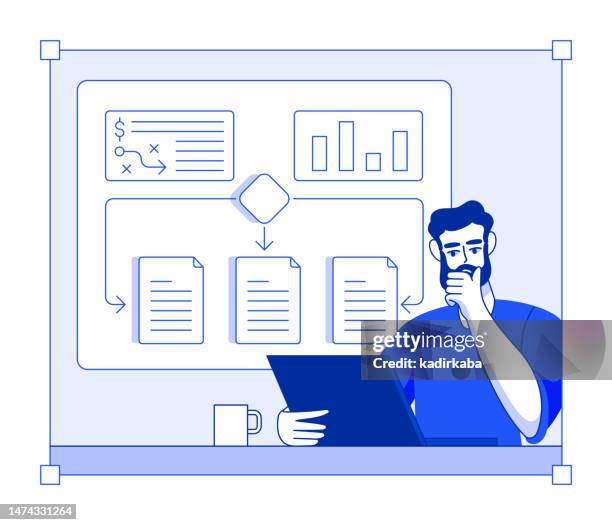 vector illustration of workflow or flowchart concept design - automated workflow stock illustrations