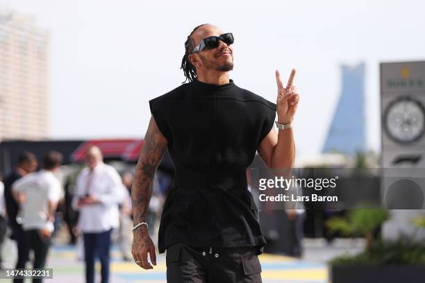 Lewis Hamilton of Great Britain and Mercedes walks in the Paddock prior to final practice ahead of the F1 Grand Prix of Saudi Arabia at Jeddah...