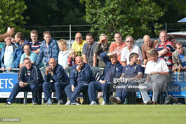 Assistant trainer John Feskens of Willem II,Coach Jurgen Streppel of Willem II,assistant trainer Raymond Vissers of Willem II,Jacco de Jager of...