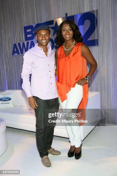 Singer Kenny Lattimore and model Toccara Jones attend day 1 of the 2012 BET Awards Ford Hot Spot Room held at The Shrine Auditorium on June 29, 2012...