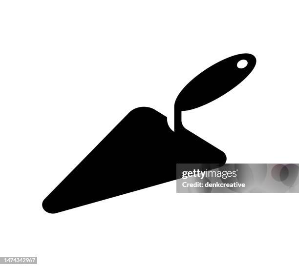 illustrazioni stock, clip art, cartoni animati e icone di tendenza di icona monocolore inserita per lo strumento di intonacatura - trapiantatoio