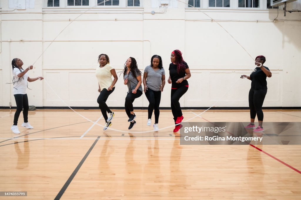 Middle Age African-American Women Exercising