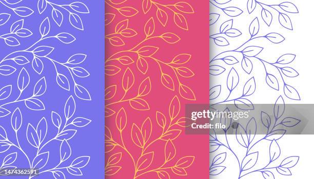 verziertes blattrandmuster mit wachsendem rand - leaf pattern stock-grafiken, -clipart, -cartoons und -symbole