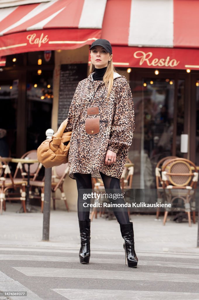 Street Style - Paris Fashion Week - Womenswear Fall Winter 2023 2024 : Day Eight