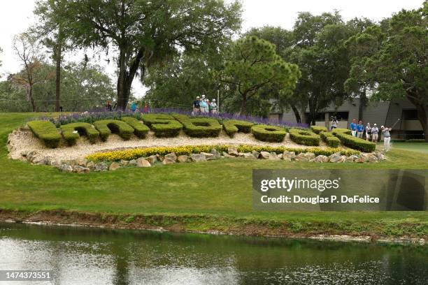 Jason Dufner of the United States plays a shot after taking a drop after hitting his ball in the 'Innisbrook' bushes on the 14th fairway during the...