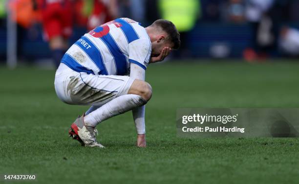 Sam Field of Queens Park Rangers reacts after the Sky Bet Championship match between Queens Park Rangers and Birmingham City at Loftus Road on March...