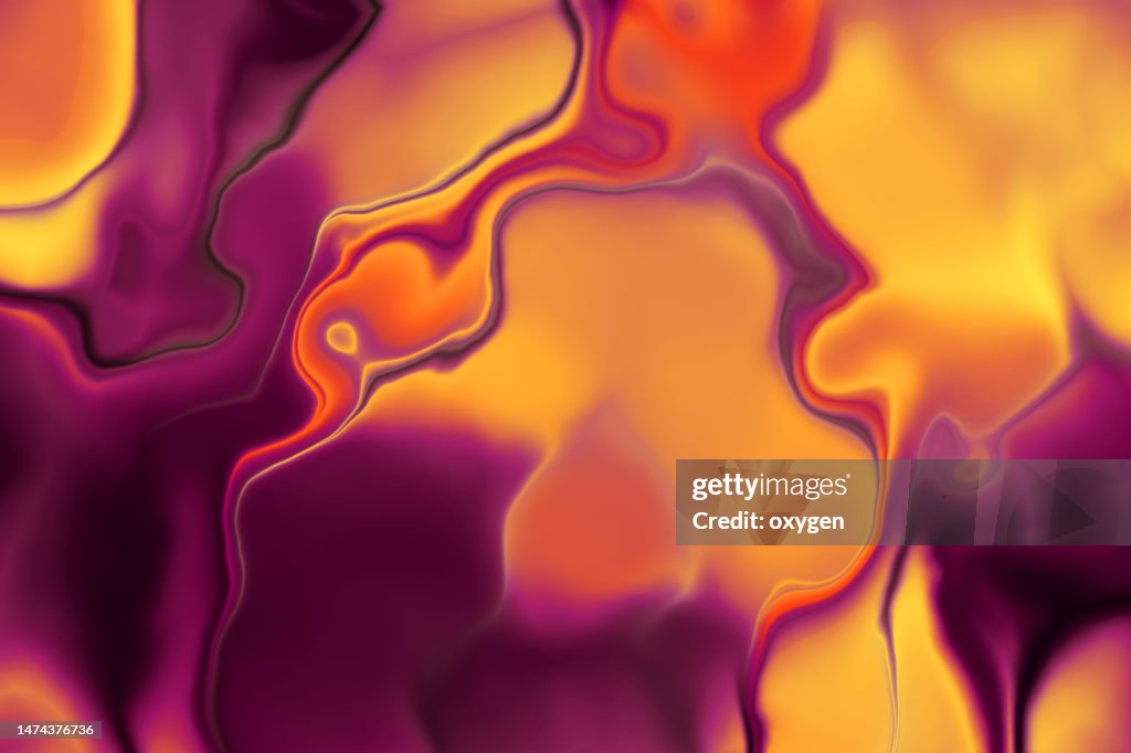 Abstract Yellow Pink Soft Waves Background. Blob Yellow Purple Bubbles Shapes Background. Vibrant Colored Abstract Morphing Wave Digital Art