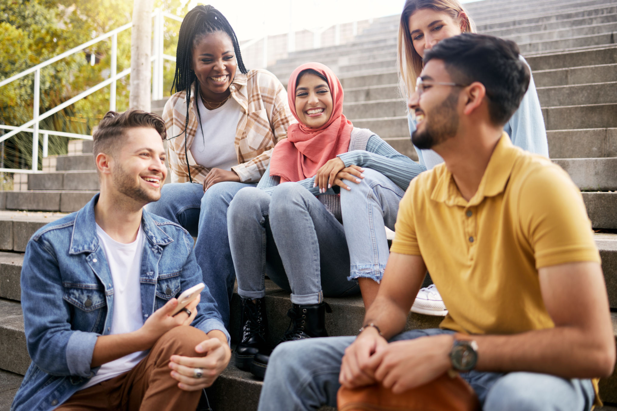 diverse students discussing