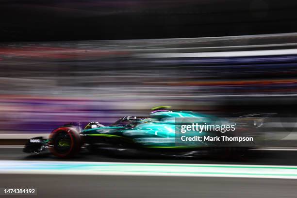 Fernando Alonso of Spain driving the Aston Martin AMR23 Mercedes in the Pitlane during qualifying ahead of the F1 Grand Prix of Saudi Arabia at...