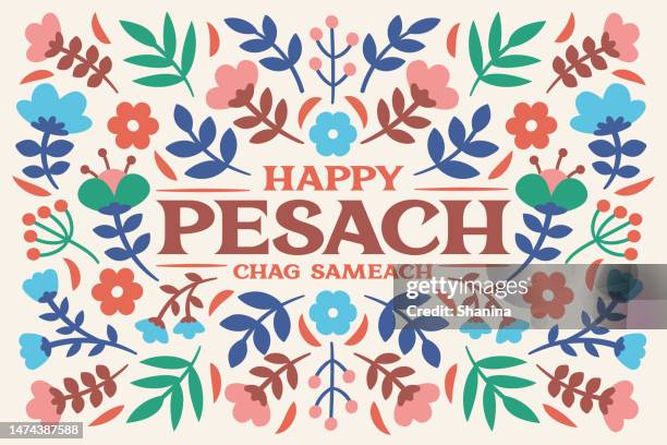 floral passover greeting card - v3 - passover stock illustrations