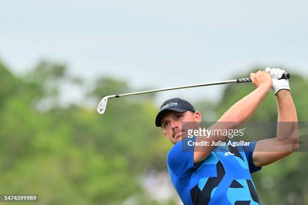 Matt Wallace of England plays his shot from the second tee during the third round of the Valspar Championship at Innisbrook Resort and Golf Club on...