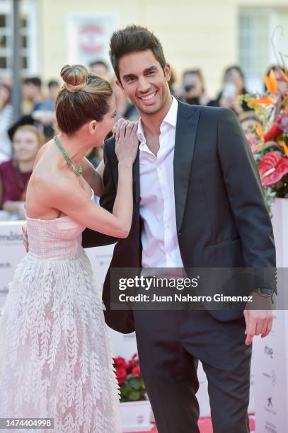 Vanesa Romero and Santi Burgoa attend the red carpet during Malaga Film Festival 2023 at Cervantes Theatre on March 18, 2023 in Malaga, Spain.