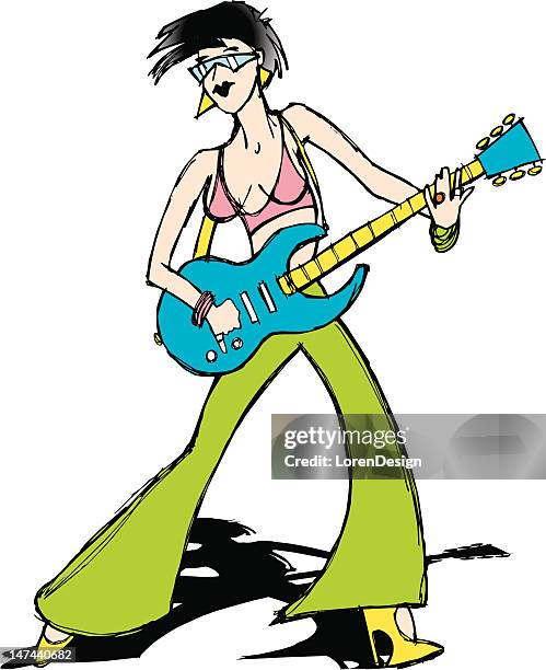 rock girl cartoon - leren stock illustrations