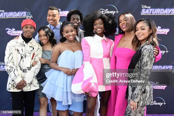 Jermaine Harris, Peyton Z Basnight, Omar Gooding, Daria Johns, Tim Johnson Jr., Danielle Jalade, Golden Brooks and Marsai Martin attend the red...