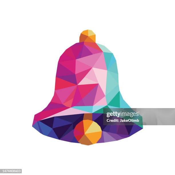 stockillustraties, clipart, cartoons en iconen met bell low poly colorful - handbel