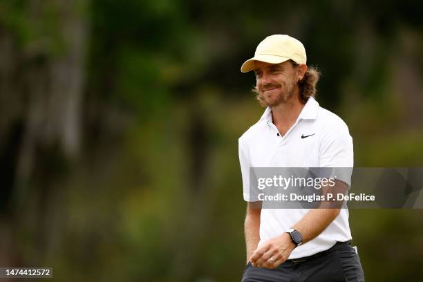 Tommy Fleetwood of England walks up the 16th fairway during the third round of the Valspar Championship at Innisbrook Resort and Golf Club on March...