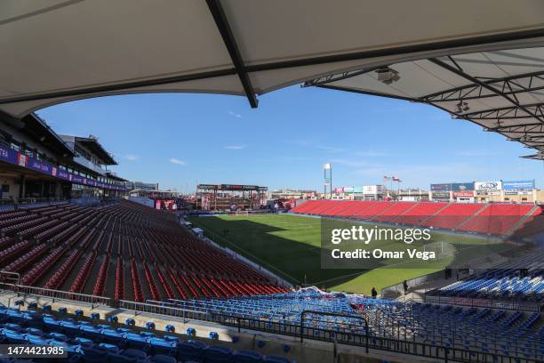 General view of Toyota Stadium prior to the MLS game between Sporting Kansas City and FC Dallas at Toyota Stadium on March 18, 2023 in Frisco, Texas.