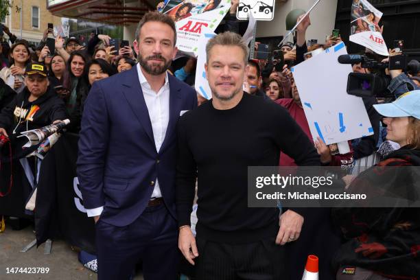 Ben Affleck and Matt Damon attend the "AIR" world premiere during the 2023 SXSW Conference and Festivals at The Paramount Theater on March 18, 2023...