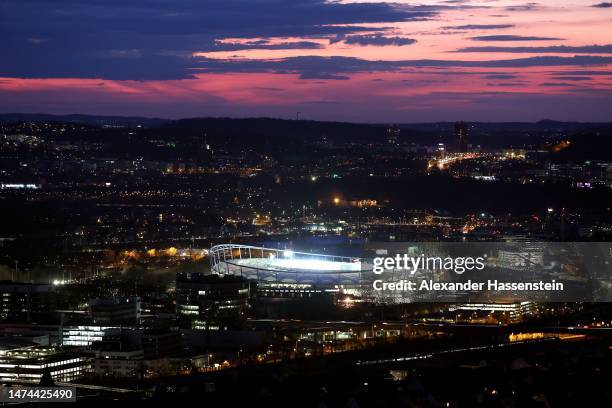 General view of the Mercedes-Benz Arena after the Bundesliga match between VfB Stuttgart and VfL Wolfsburg at Mercedes-Benz Arena on March 18, 2023...