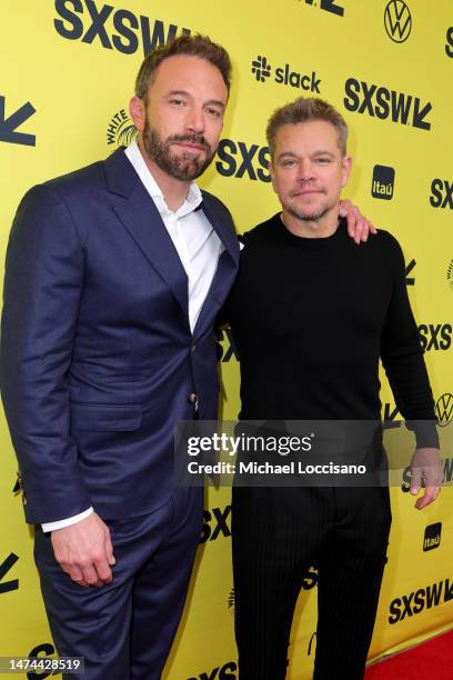 Ben Affleck and Matt Damon attend the "AIR" world premiere during the 2023 SXSW Conference and Festivals at The Paramount Theater on March 18, 2023...