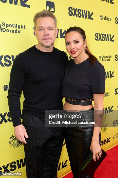 Matt Damon and Luciana Damon attend the "AIR" world premiere during the 2023 SXSW Conference and Festivals at The Paramount Theater on March 18, 2023...
