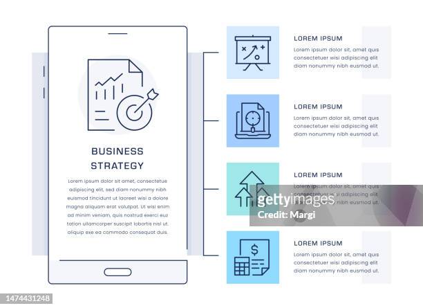 business strategy infographic design template - list infographic stock illustrations