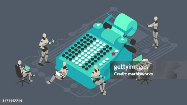 bildbanksillustrationer, clip art samt tecknat material och ikoner med ai accounting and finance robots - skatt