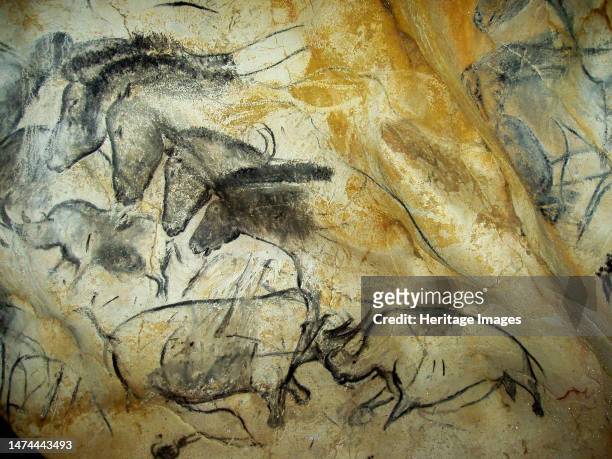 Painting in the Chauvet cave 000-30,000 BC. Found in the collection of the Grotte Chauvet. Creator: Art of the Upper Paleolithic.