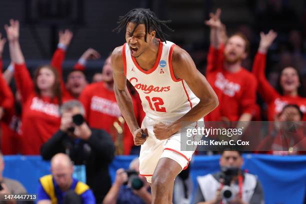 Tramon Mark of the Houston Cougars reacts after a play during the second half against the Auburn Tigers in the second round of the NCAA Men's...