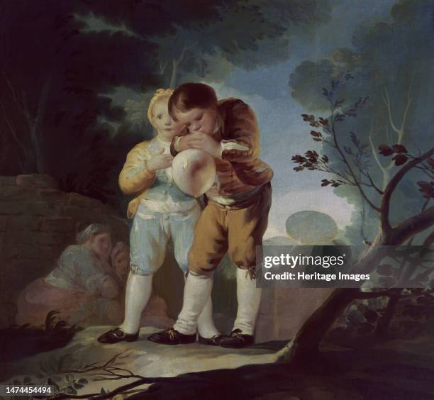 Children inflating a bladder, 18th-19th century. Creator: Goya y Lucientes, Francisco de .