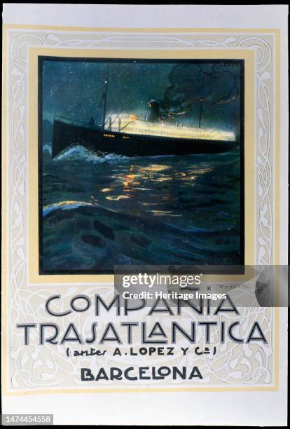 Advertising of the Cia, 1921. Trasatlántica of maritime transport, founded in 1856 by Antonio López y López, first Marquis of Comillas. Creator:...