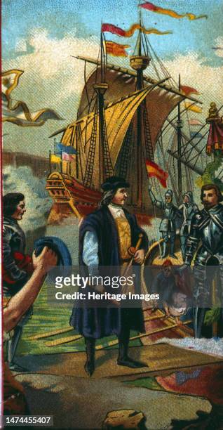Return from Columbus on March 15, 1493 aboard the La Niña caravel to the port of Palos. Creator: Serra Pausa, Joan .
