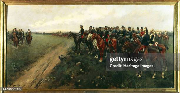 Parade in the Carabanchel maneuvering field before King Alfonso XIII, 1905. Creator: Cusachs i Cusachs, José. .