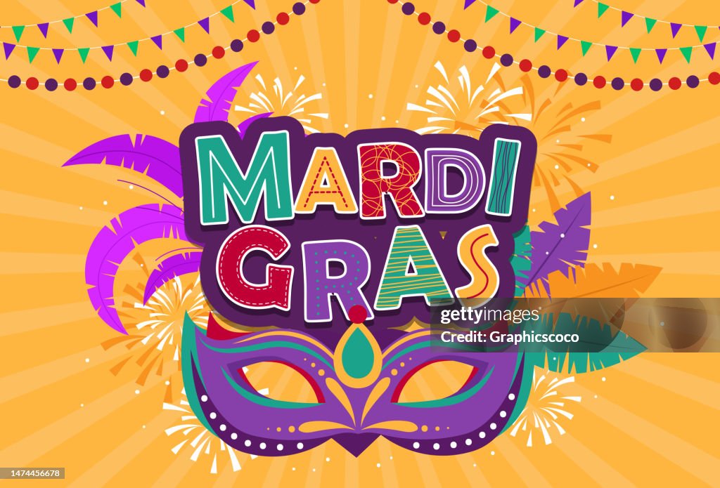 Fondo de carnaval de Mardi gras con elementos vectoriales coloridos y decorativos
