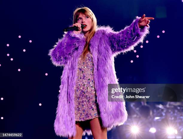 Editorial use only and no commercial use at any time. No use on publication covers is permitted after August 9, 2023. Taylor Swift performs onstage...