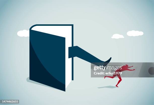 leave the book - kicking stock illustrations