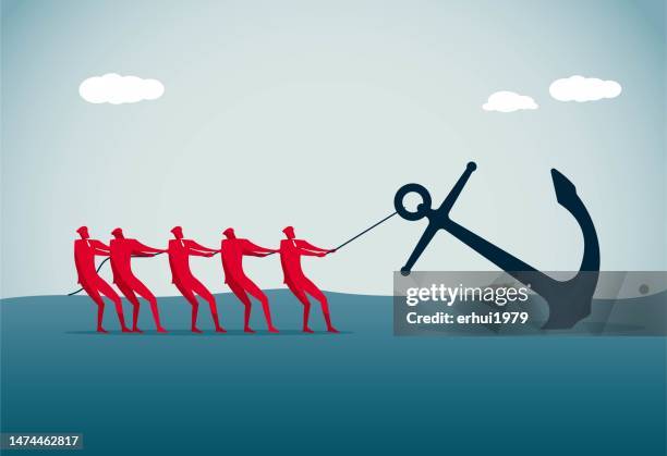 stockillustraties, clipart, cartoons en iconen met anchor that cannot be pulled - voor anker gaan