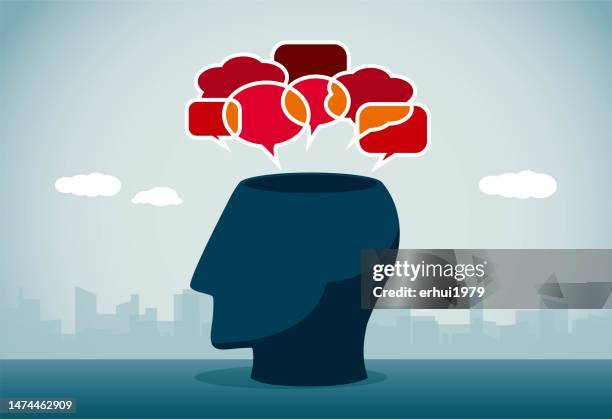 many thoughts in mind - wisdom stock illustrations
