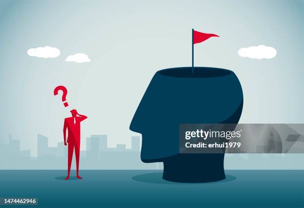 ultimate goal of thinking - determination face stock illustrations