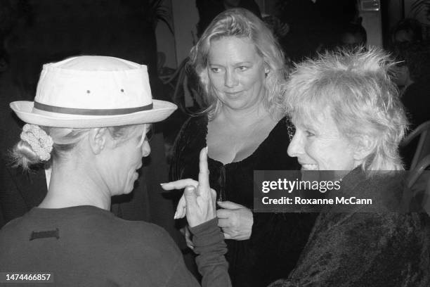 Actress Sally Adams Savalas makes a point to Agneta Eckemyr and Academy Award-winning actress Cloris Leachman at the birthday party for her daughter,...