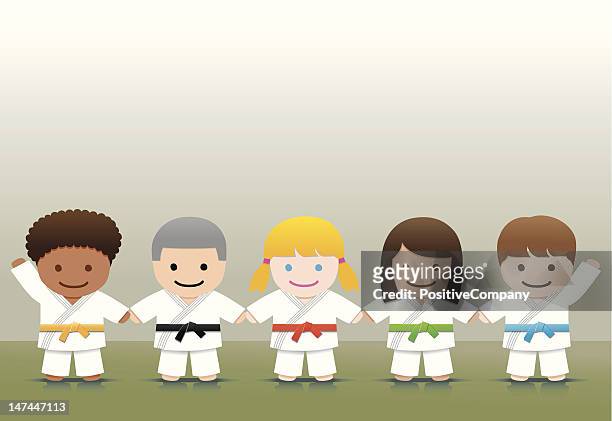 martial arts: judo karate world kids - black belt stock illustrations