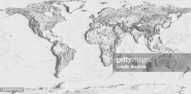 3d render of relief map of the world.
