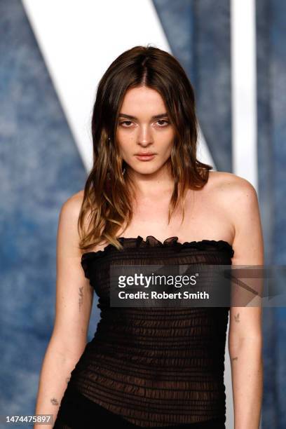Charlotte Lawrence attends 2023 Vanity Fair Oscar After Party Arrivals at Wallis Annenberg Center for the Performing Arts on March 12, 2023 in...