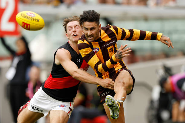 Chad Wingard of the Hawks in action during the round one AFL match between Hawthorn Hawks and Essendon Bombers at Melbourne Cricket Ground, on March...