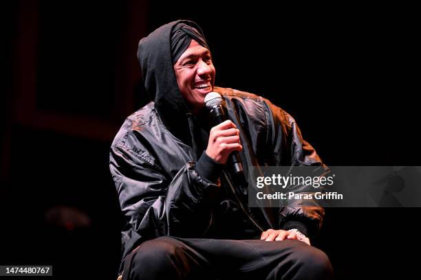 Nick Cannon speaks onstage during the Future Superstar tour at Tabernacle on March 18, 2023 in Atlanta, Georgia.