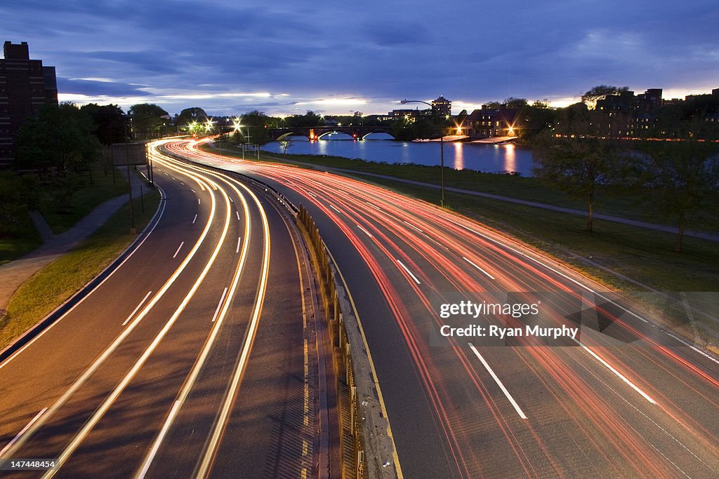 Night traffic from footbridge