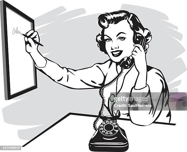 vintage phone secretary - telephone receiver 幅插畫檔、美工圖案、卡通及圖標