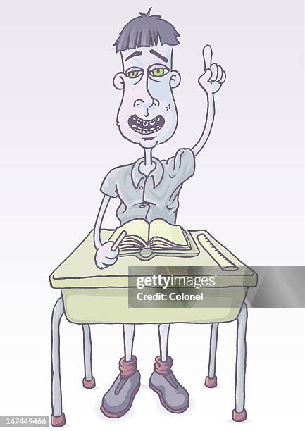 teacher's pet - child facing camera stock illustrations