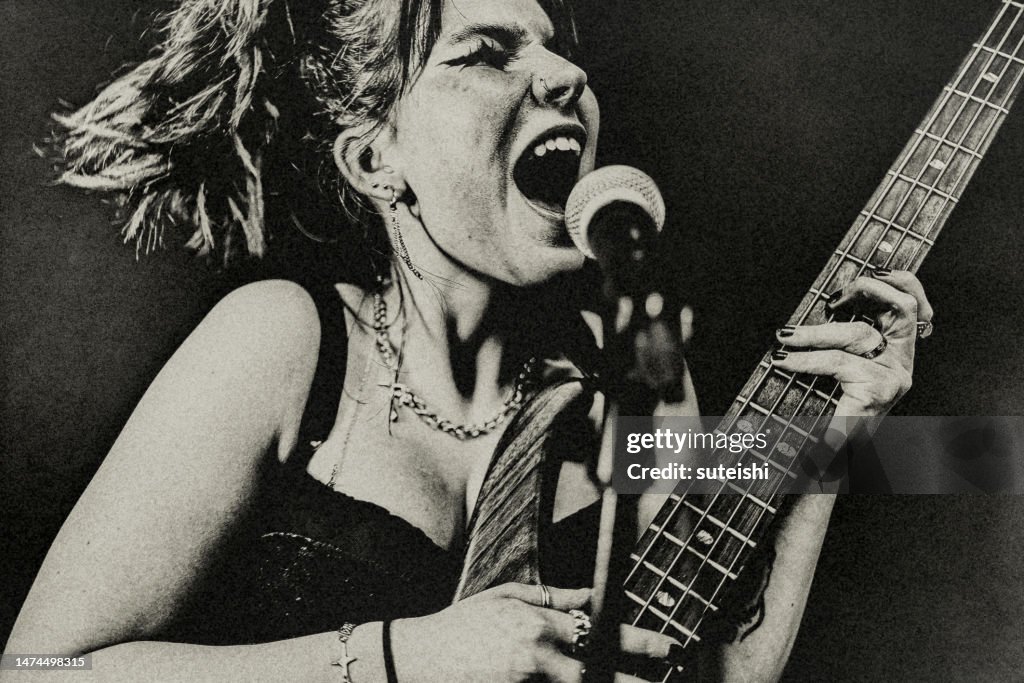 The young female rock musician.