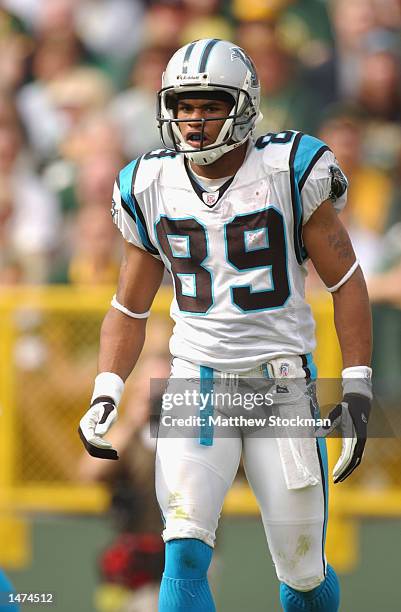 Wide receiver Steve Smith of the Carolina Panthers prapares for the next play during the game against the Green Bay Packers on September 29, 2002 at...